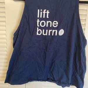 Pure Barre, cropped top, navy blue, size large